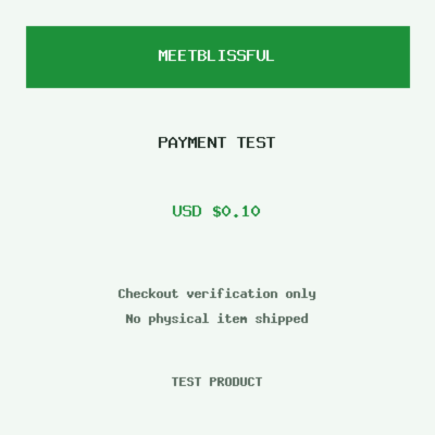 MeetBlissful payment test product, USD $0.10. No physical item shipped.
